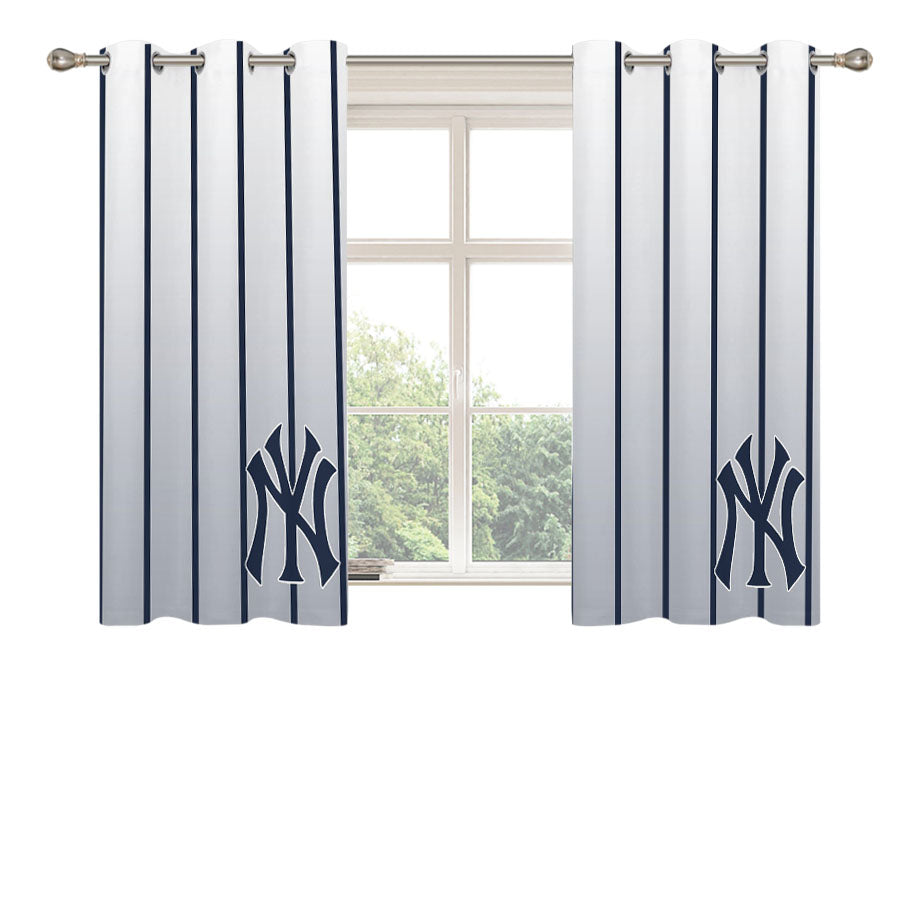New York Yankees Pattern Peach Skin Window Curtains