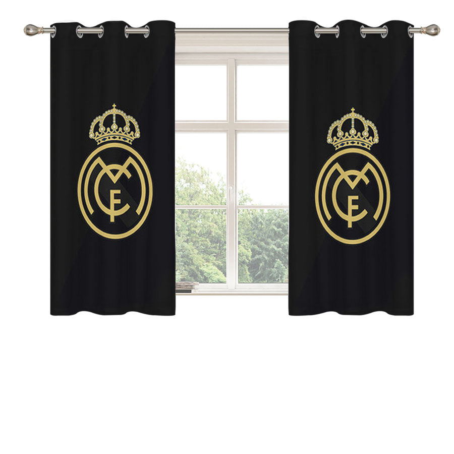 Real Madrid Logo Two Tone Color Peach Skin Window Curtains
