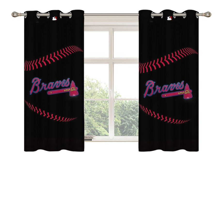 Atlanta Braves Baseball Mlb Peach Skin Window Curtains