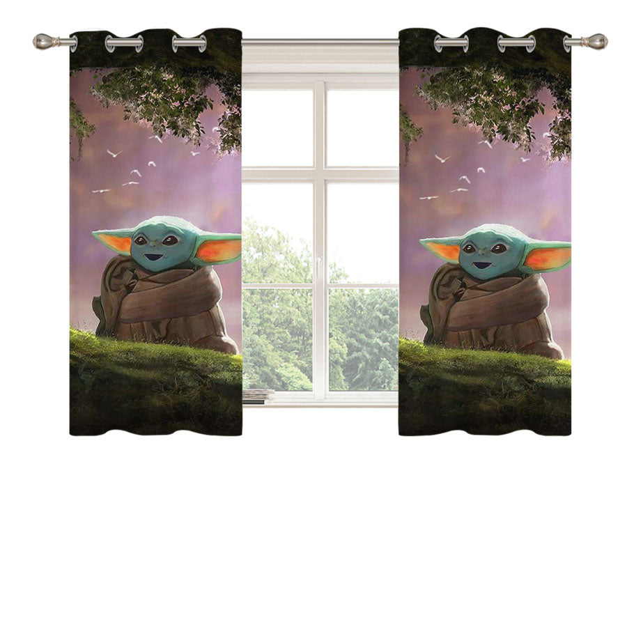 Baby Yoda Star Wars Peach Skin Window Curtains