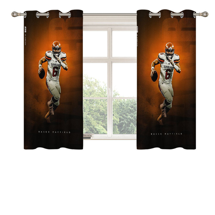 Baker Mayfield Cleveland Browns Peach Skin Window Curtains