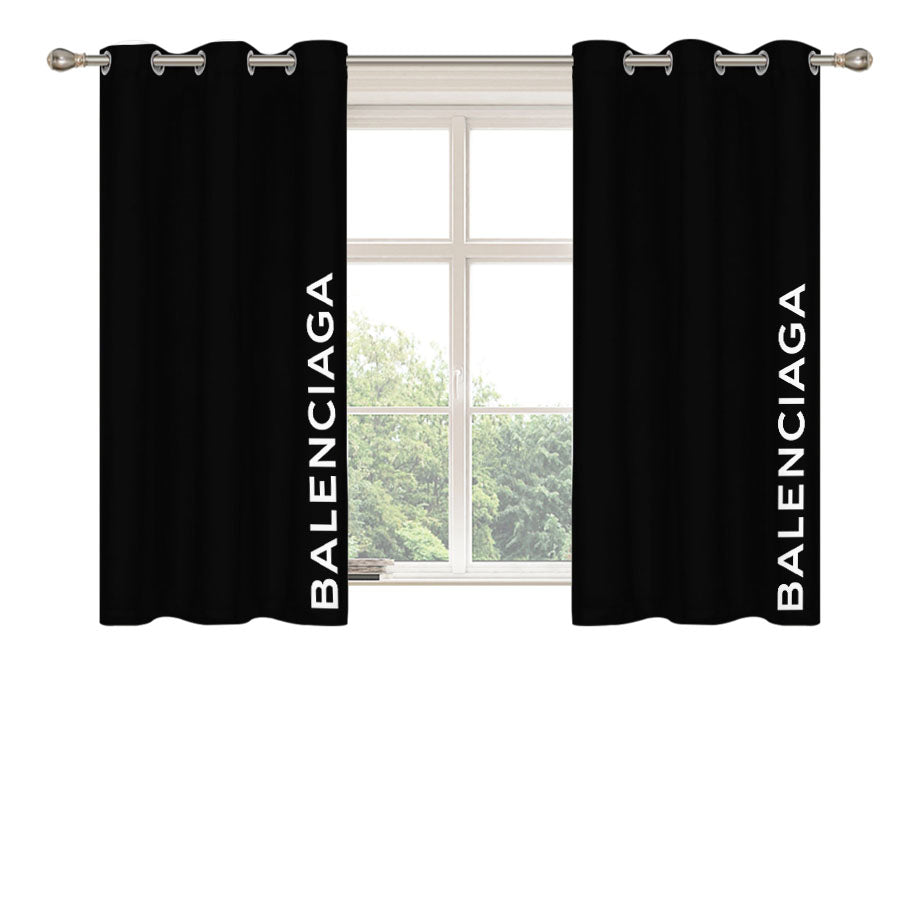 Balenciaga Logo Black Peach Skin Window Curtains