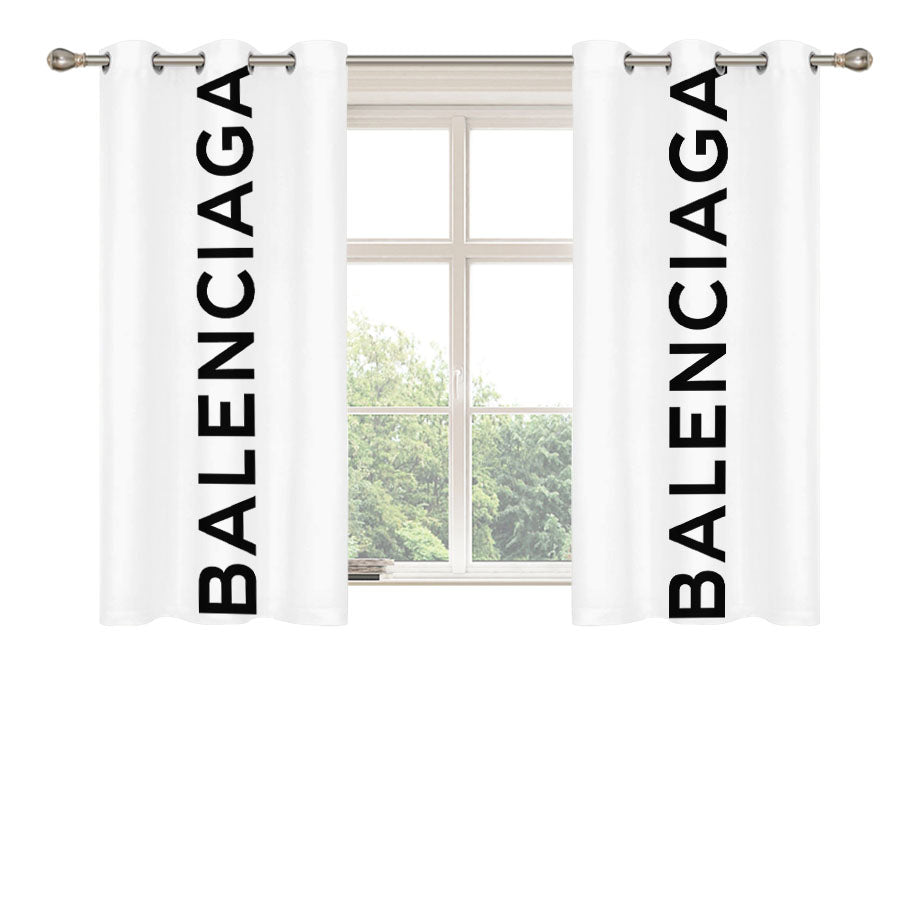 Balenciaga Logo White Peach Skin Window Curtains