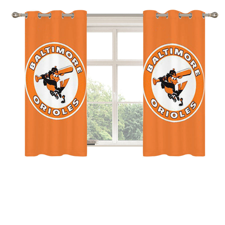 Baltimore Orioles 2 Peach Skin Window Curtains