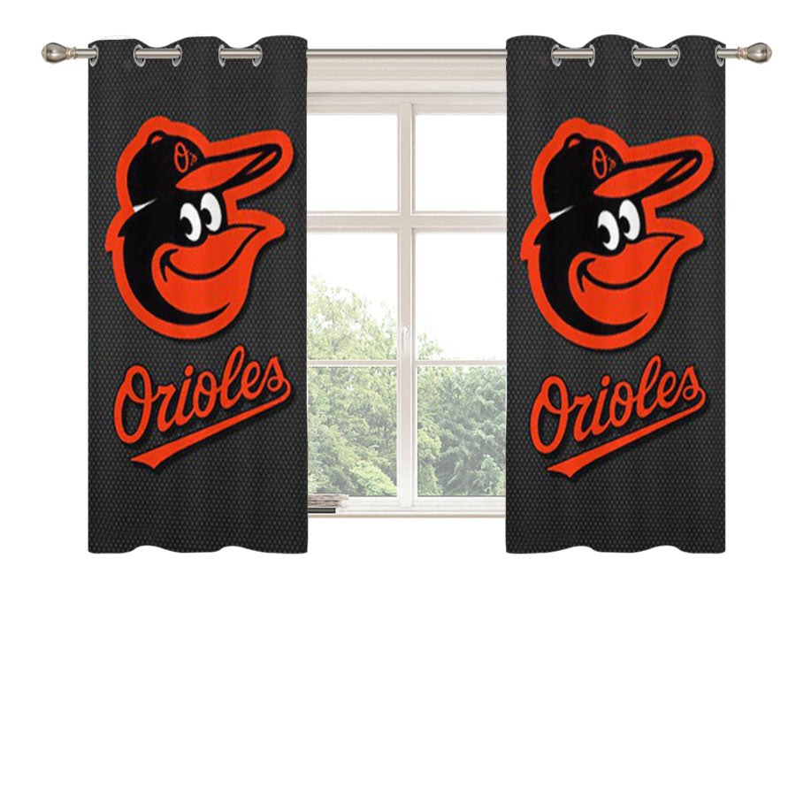Baltimore Orioles 3 Peach Skin Window Curtains