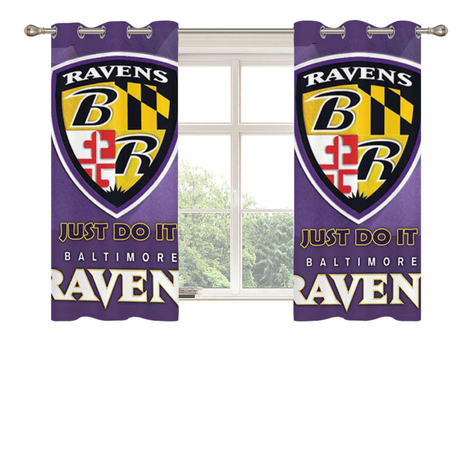 Baltimore Ravens Shield Peach Skin Window Curtains