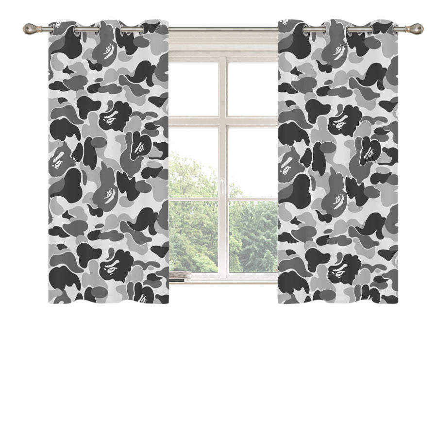 Bape Camo Grey Peach Skin Window Curtains