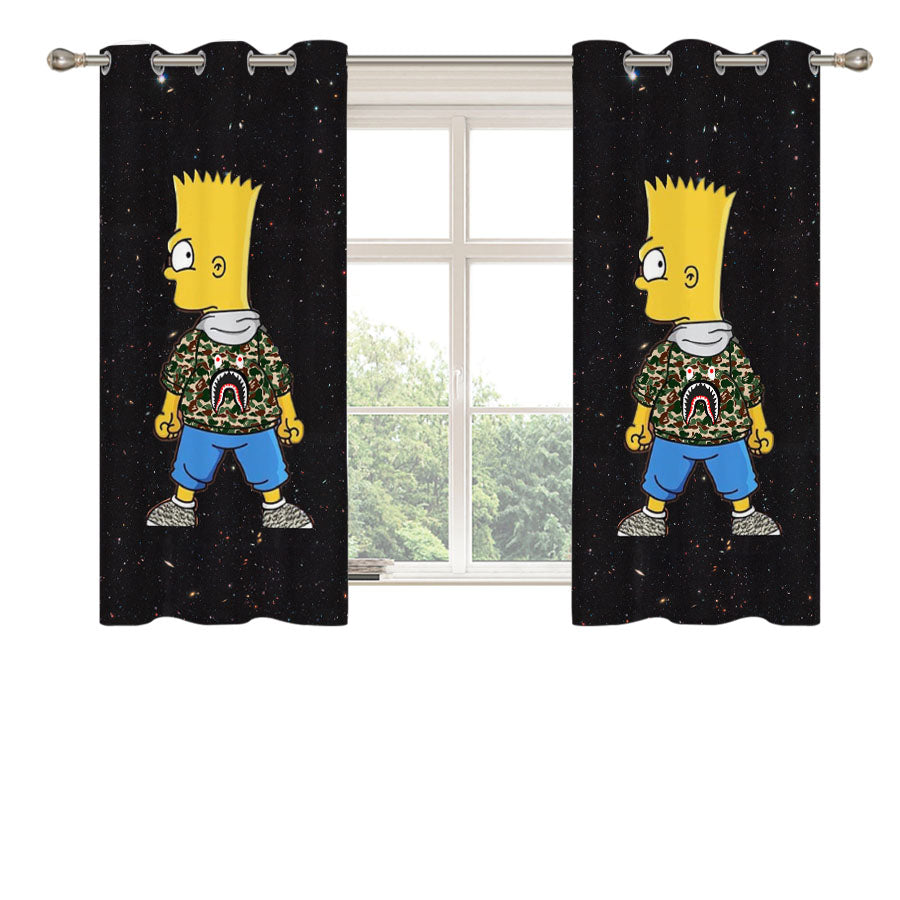 Bart Simpson Bape Peach Skin Window Curtains
