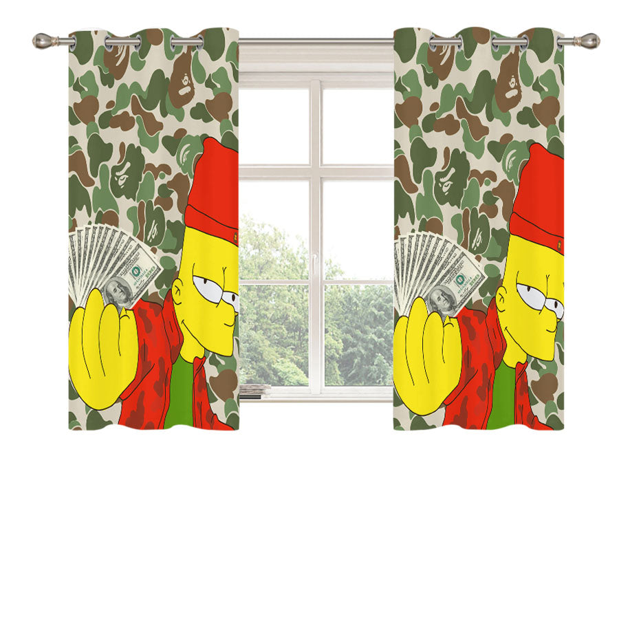 Bart Simpson Dollar Peach Skin Window Curtains