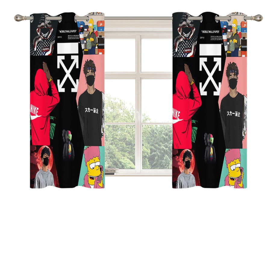 Bart Simpson Off White Kakashi Hatake Hypebeast Peach Skin Window Curtains