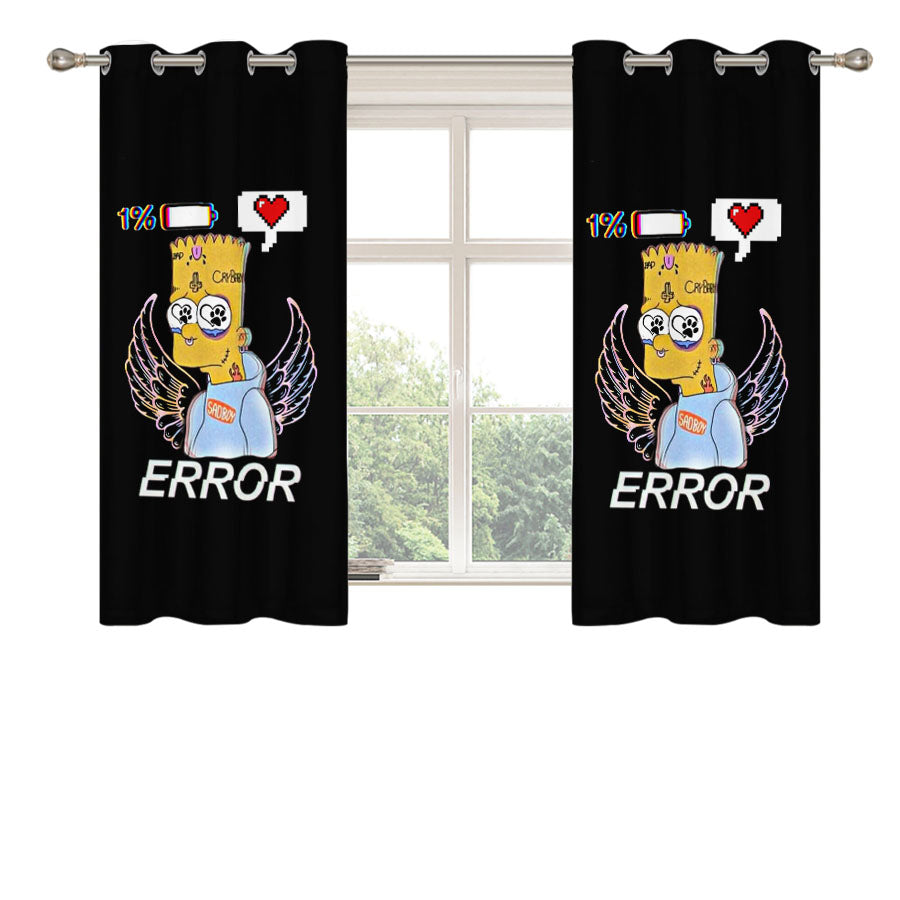 Bart Simpson Sad Boy Wing Peach Skin Window Curtains