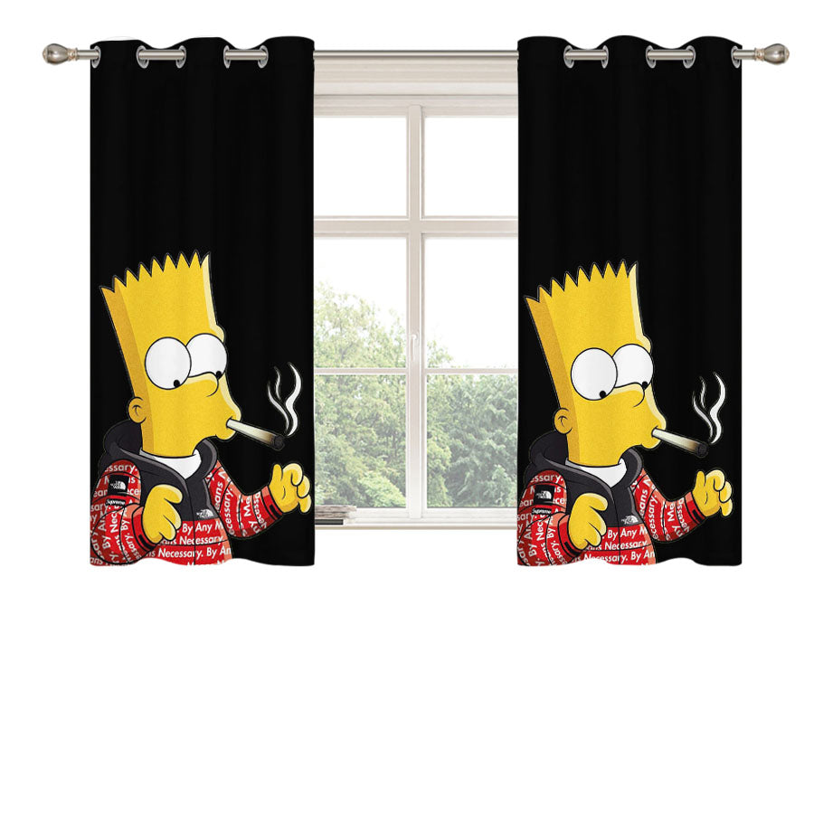 Bart Simpson Simpsons Peach Skin Window Curtains