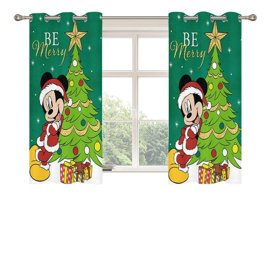 Be Merry Santa Mickey Peach Skin Window Curtains