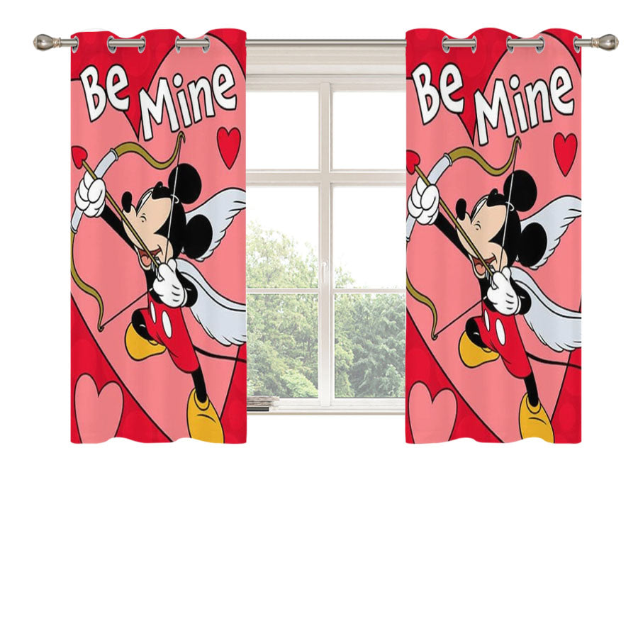 Be Mine Cupid Mickey Peach Skin Window Curtains