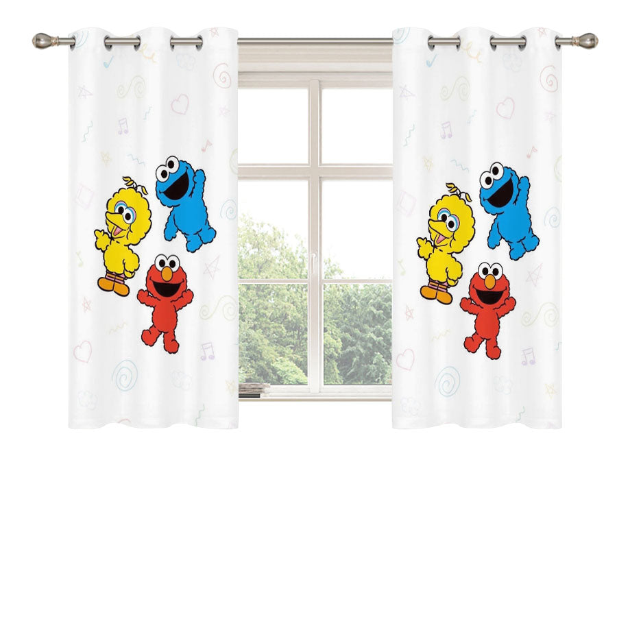 Big Bird Elmo Cookie Monster Peach Skin Window Curtains