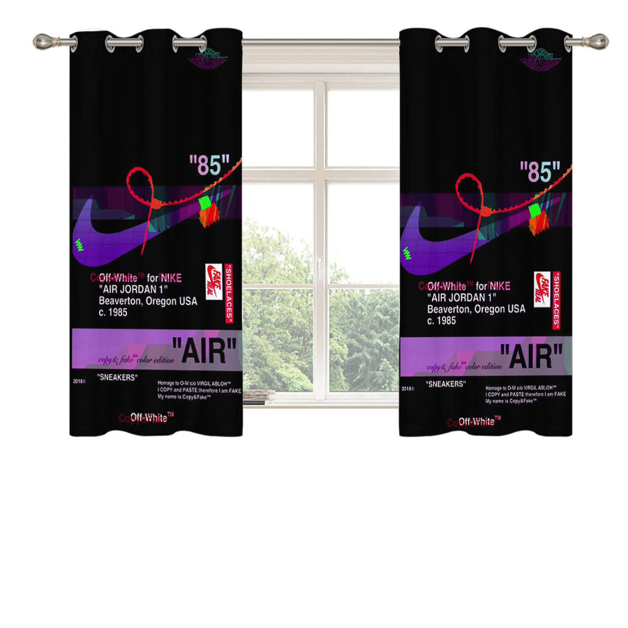 Black Aesthetic Off White Air Peach Skin Window Curtains