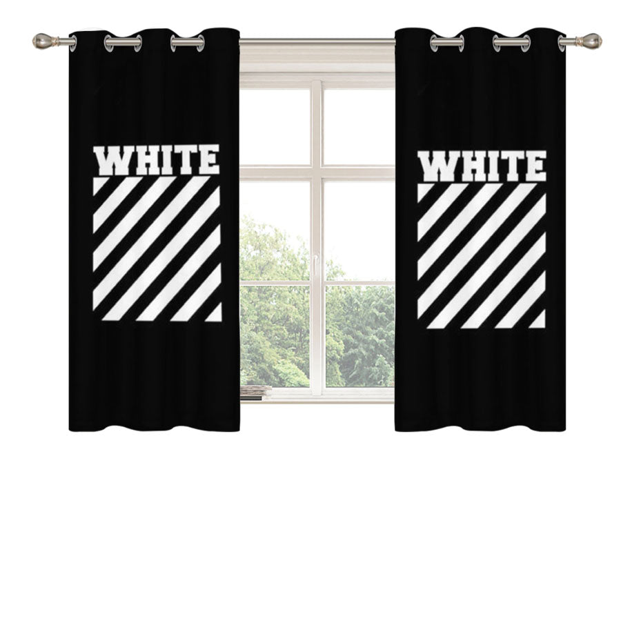 Black Off White Peach Skin Window Curtains