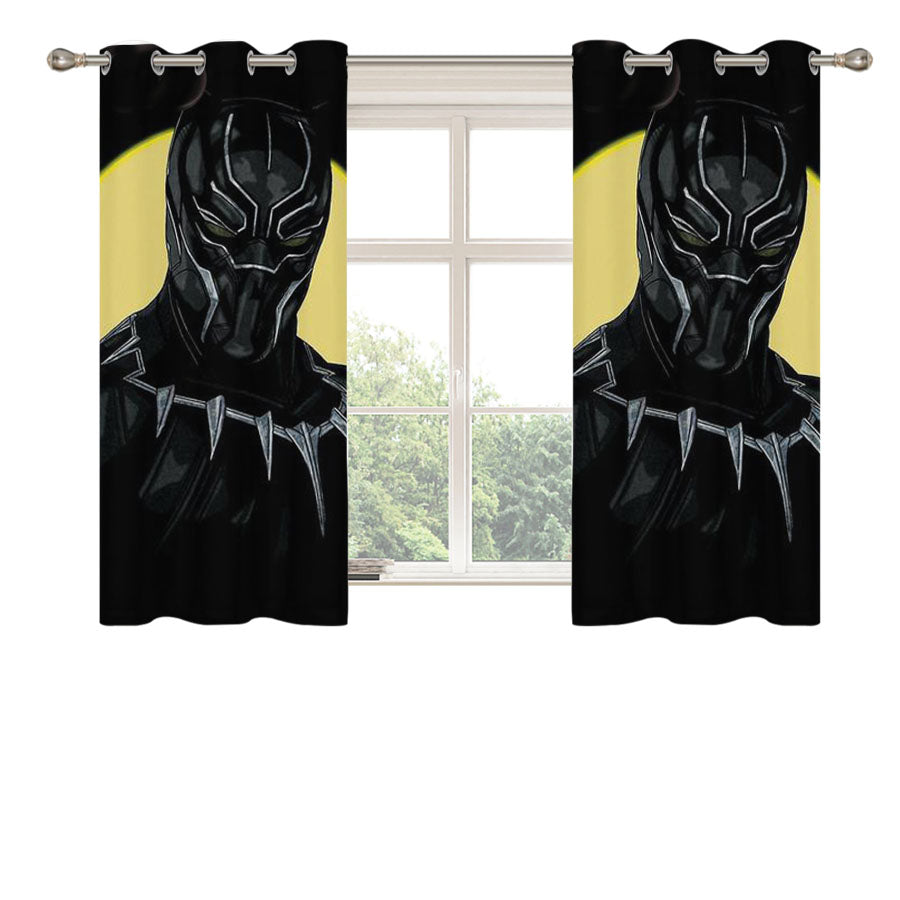 Black Panther Marvel Art Peach Skin Window Curtains
