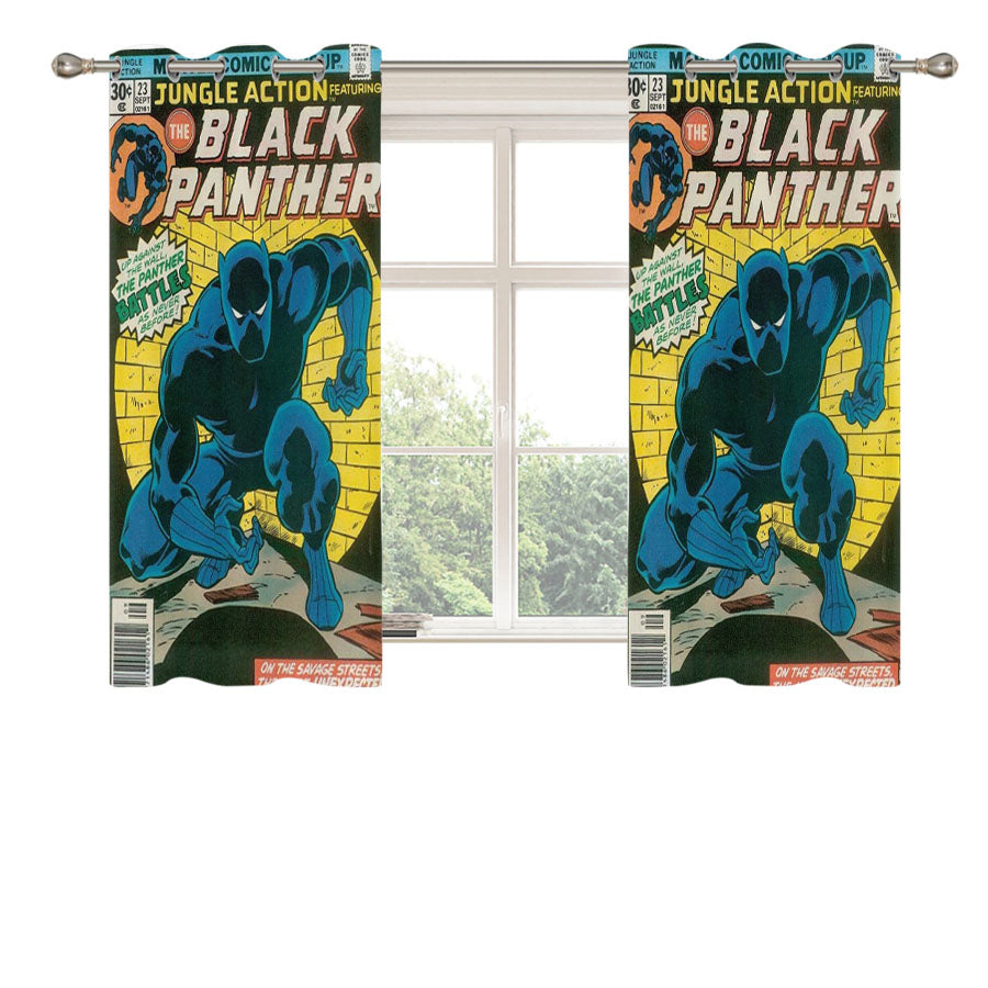 Black Panther Marvel Comic Peach Skin Window Curtains