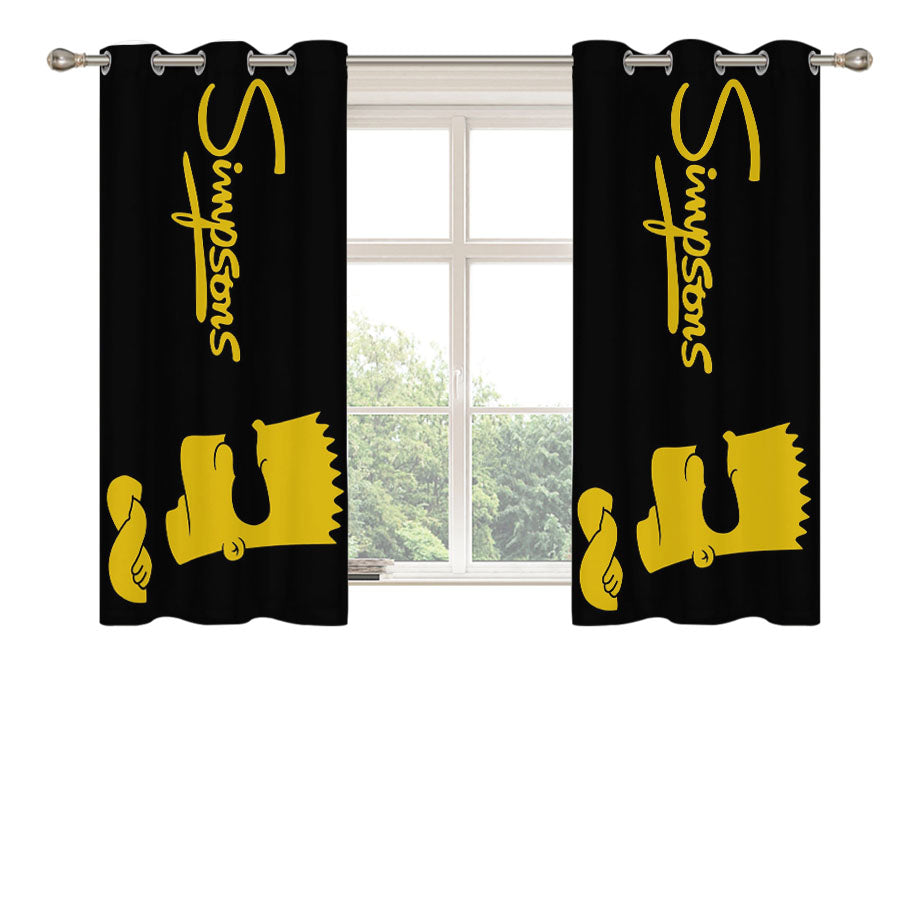 Black Yellow Bart Simpsons 2 Peach Skin Window Curtains