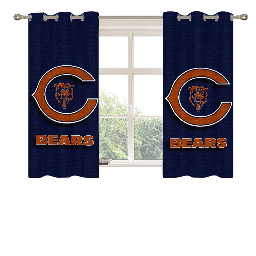 Blue Chicago Bears Nfl Logo Peach Skin Window Curtains