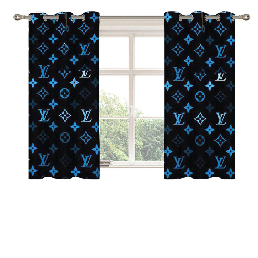 Blue Louis Vuitton Peach Skin Window Curtains