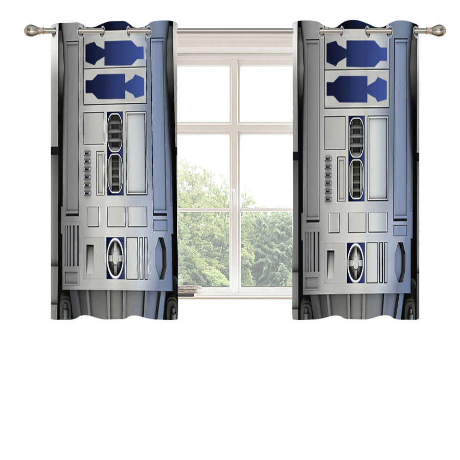 Blue R2D2 Star Wars Peach Skin Window Curtains