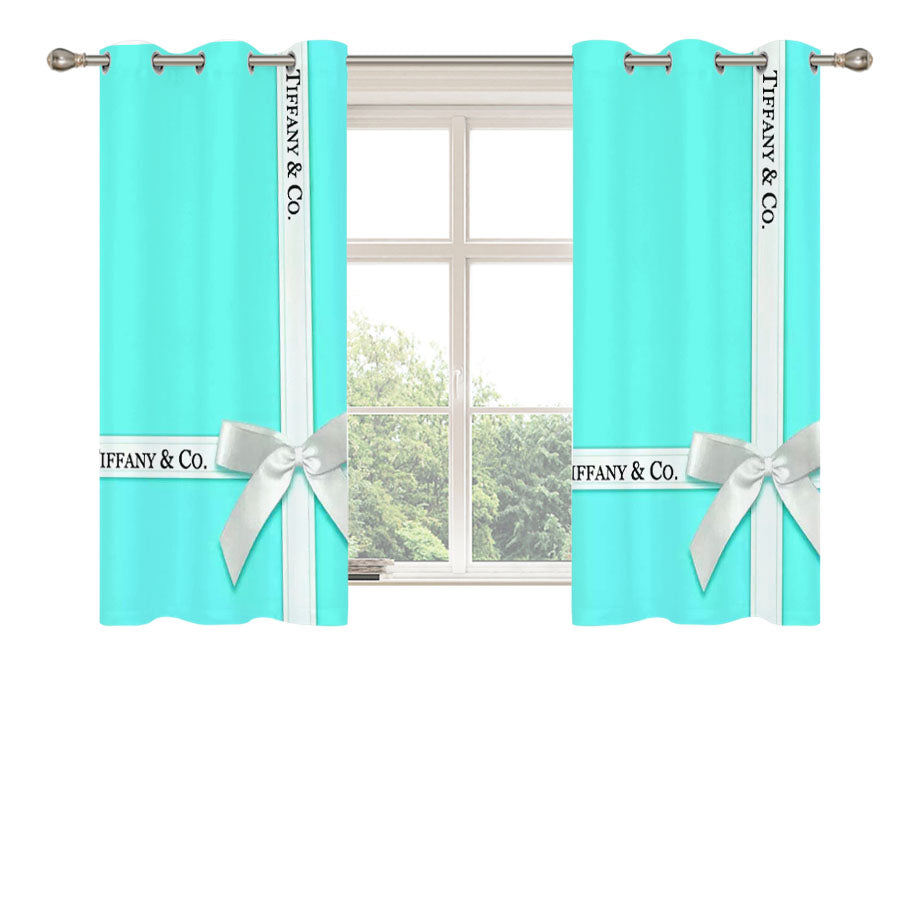 Blue Tiffany And Co Box Peach Skin Window Curtains
