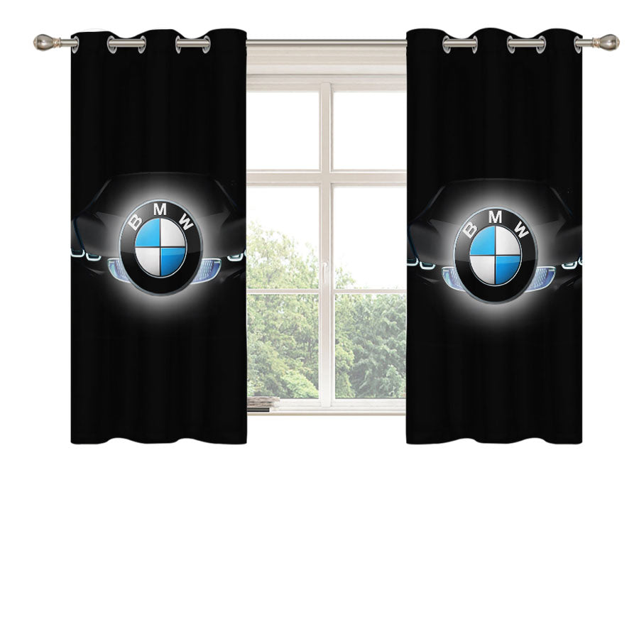 Bmw Car And Logo Peach Skin Window Curtains
