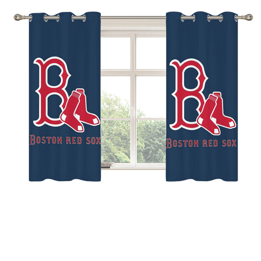 Boston Red Sox Baseball Peach Skin Window Curtains