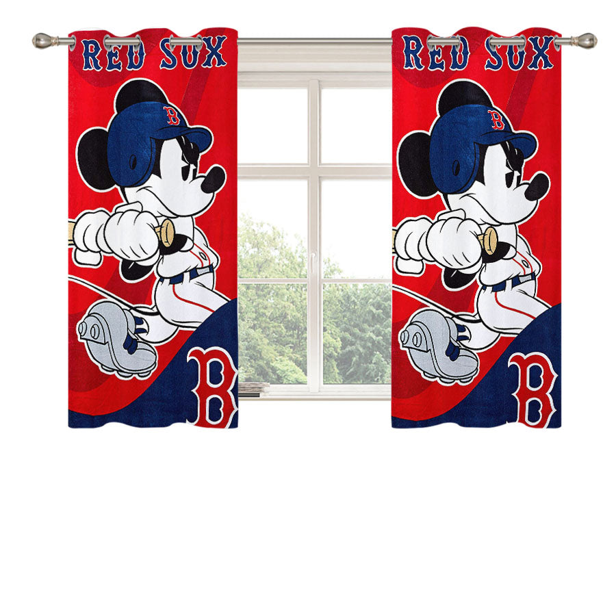 Boston Red Sox Disney Mickey Mouse Peach Skin Window Curtains