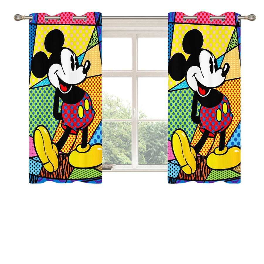 Britto Art Mickey Mouse Peach Skin Window Curtains