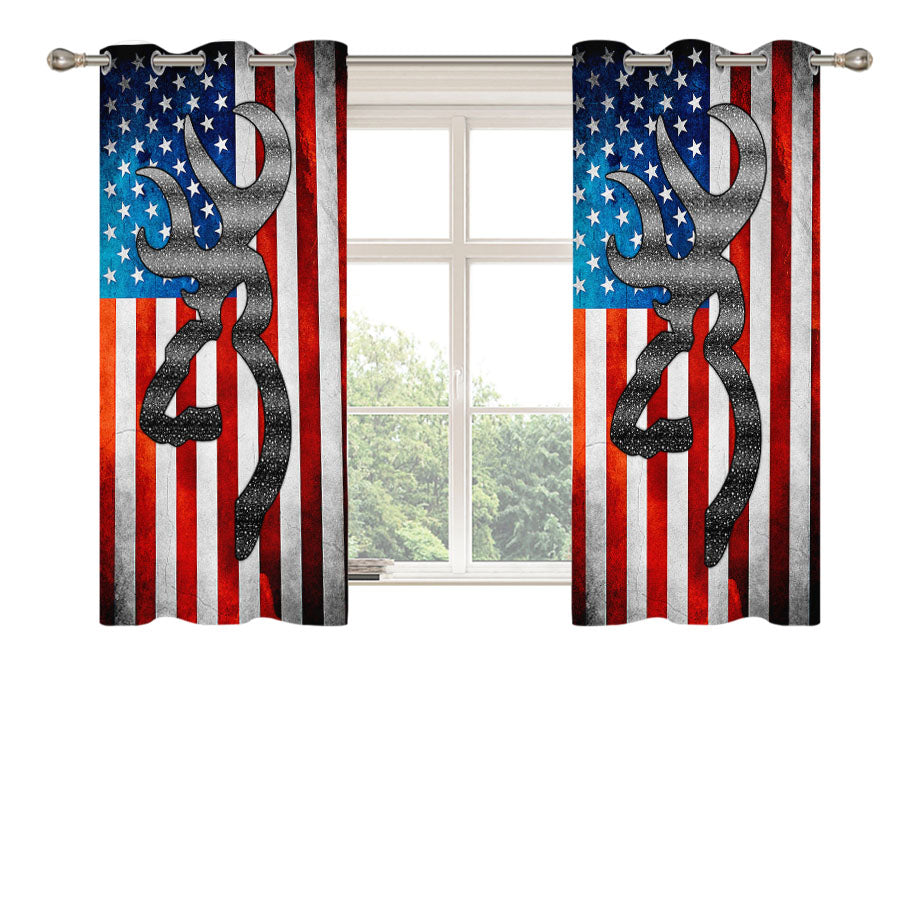 Browning American Flag Peach Skin Window Curtains