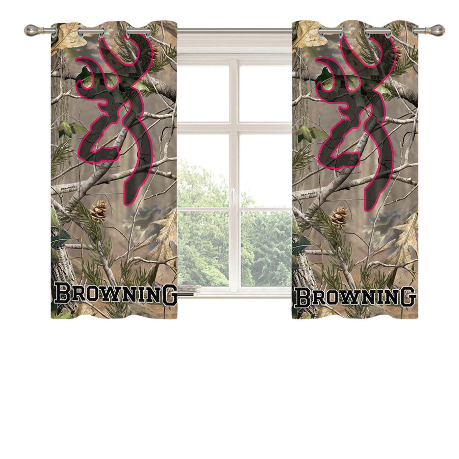 Browning Deer Camo Peach Skin Window Curtains