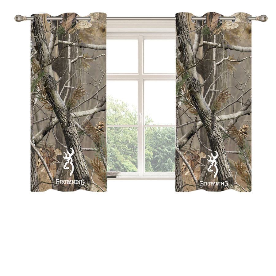 Browning Deer Logo Realtree Peach Skin Window Curtains