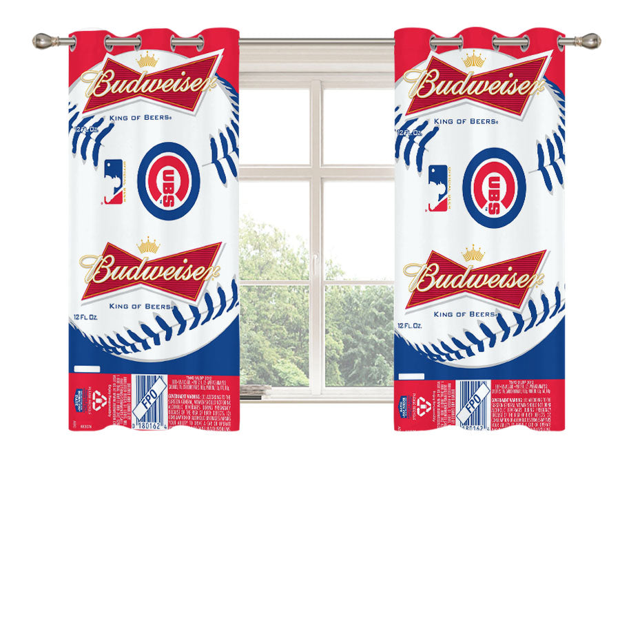 Budweiser Mlb Chicago Cubs Peach Skin Window Curtains