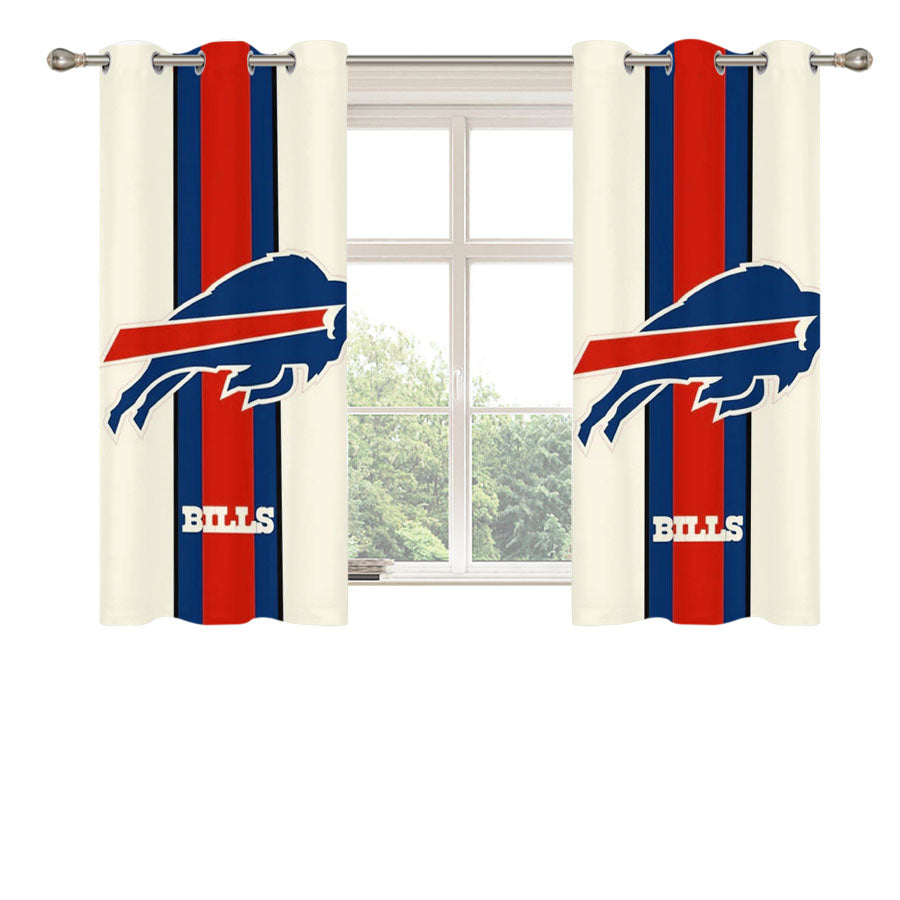 Buffalo Bills White Peach Skin Window Curtains