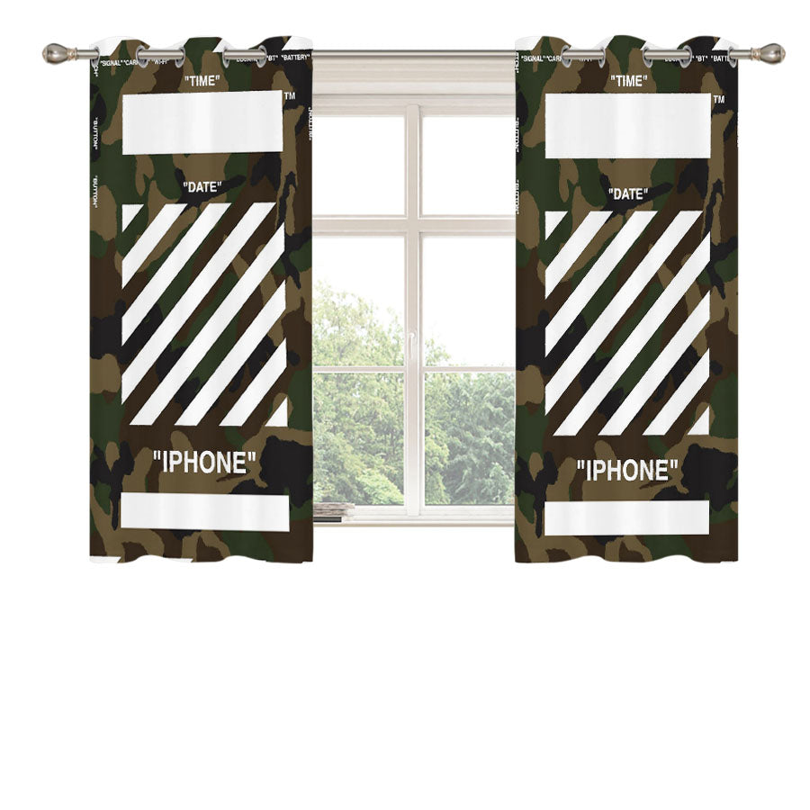 Camouflage Off White Style Peach Skin Window Curtains
