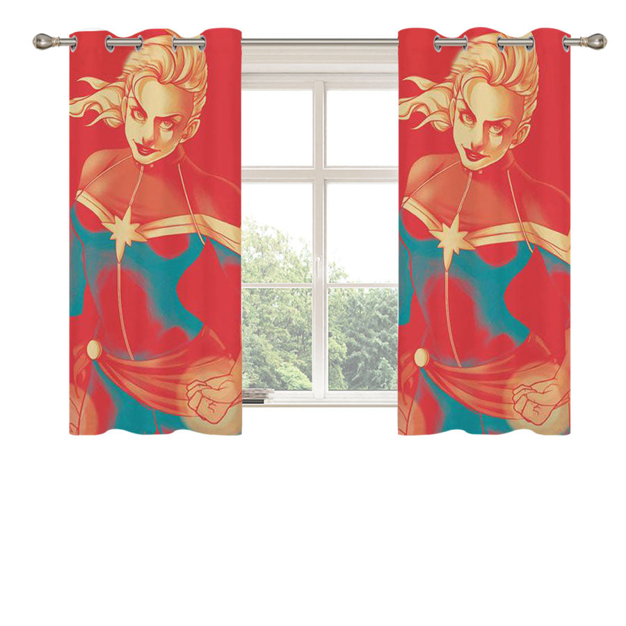 Captain Marvel Minimalist Peach Skin Window Curtains