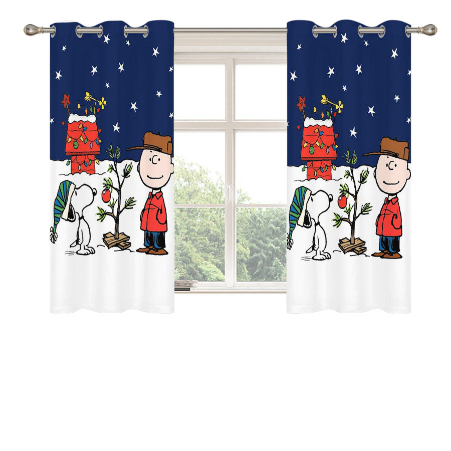 Charlie Brown Peanuts Comics Snoopy Peach Skin Window Curtains