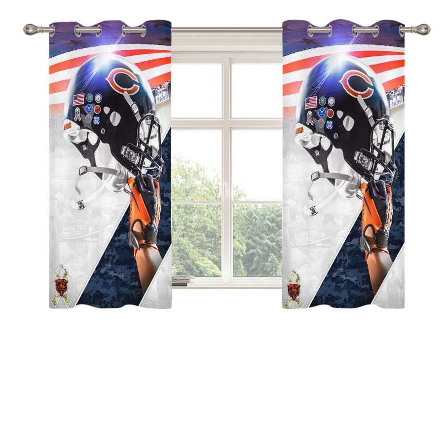 Chicago Bears Helmet Logo Peach Skin Window Curtains