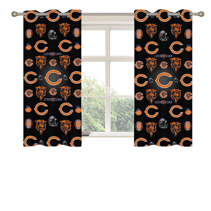 Chicago Bears Logo Pattern Peach Skin Window Curtains