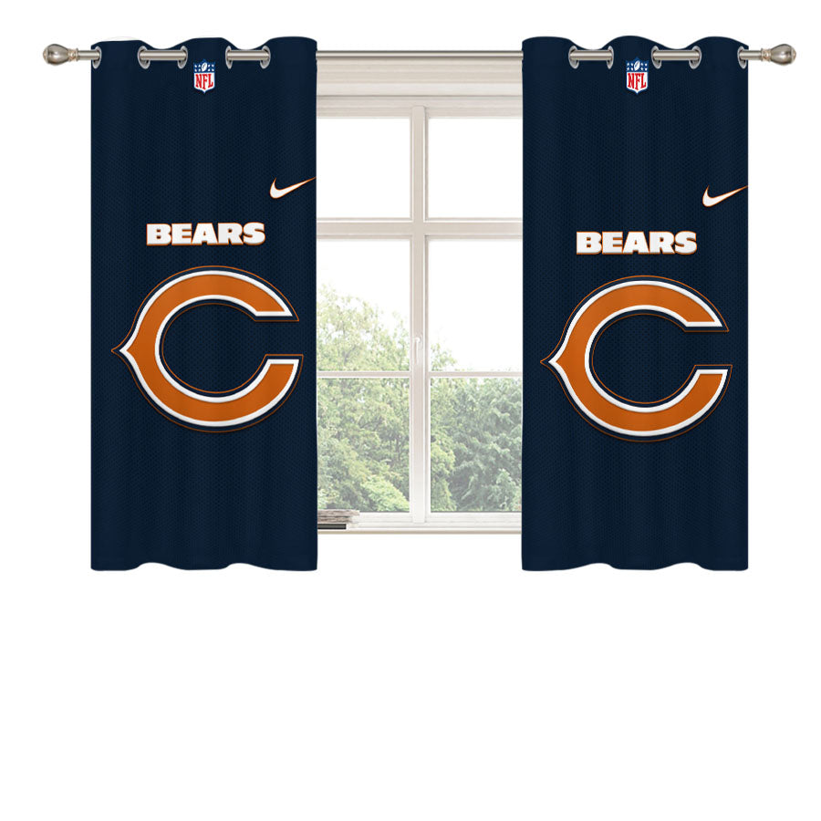 Chicago Bears Nfl 3 Peach Skin Window Curtains