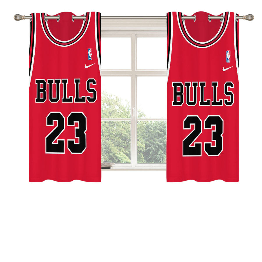 Chicago Bulls Jersey Peach Skin Window Curtains