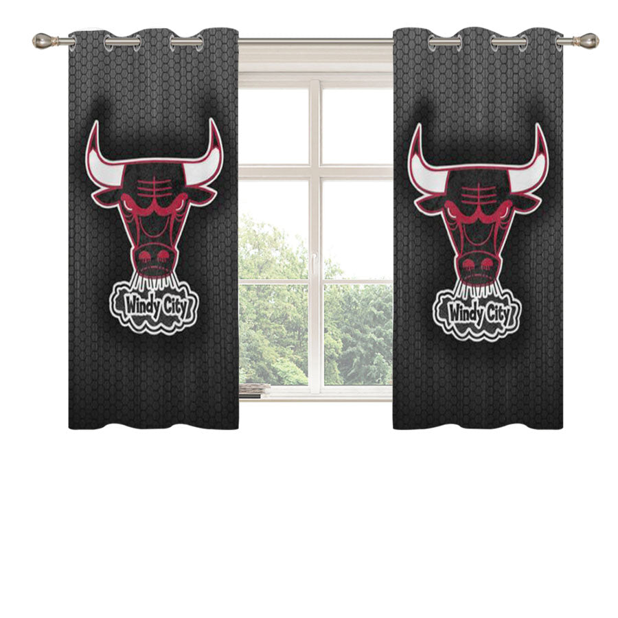 Chicago Bulls Logo Peach Skin Window Curtains
