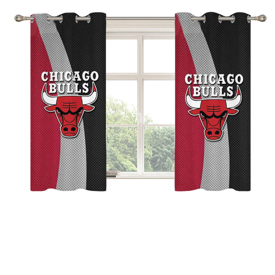 Chicago Bulls Texture Logo Peach Skin Window Curtains