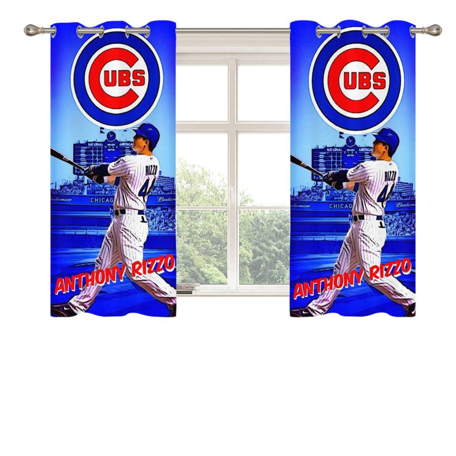 Chicago Cubs Anthony Rizzo Peach Skin Window Curtains