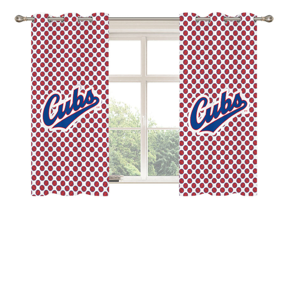 Chicago Cubs Baseball Polka Dot Peach Skin Window Curtains