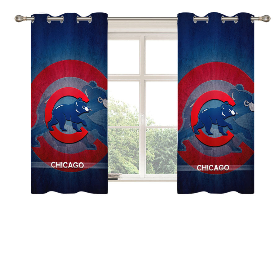 Chicago Cubs Bear Peach Skin Window Curtains