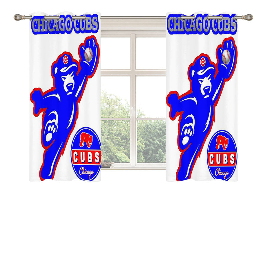 Chicago Cubs Bear Baseball Peach Skin Window Curtains